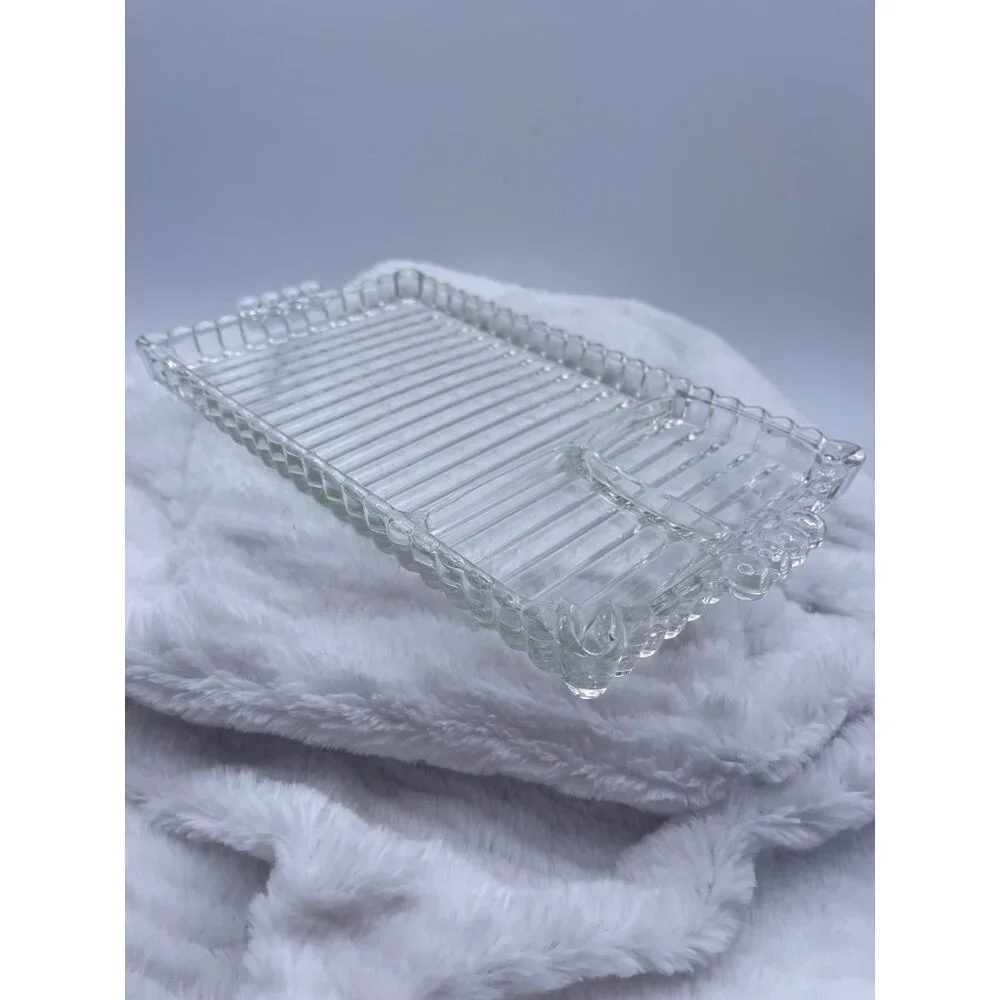 Vintage Hazel Atlas Sip Snack and Smoke Glass Tray 1940's